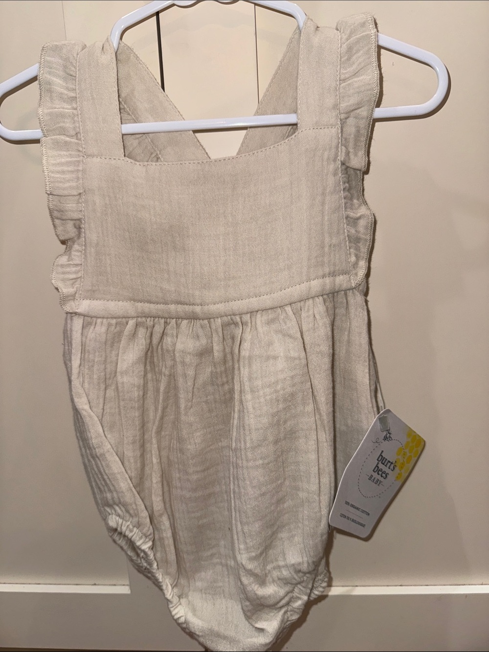 Burt's Bees Baby Cream Cotton Muslin romper